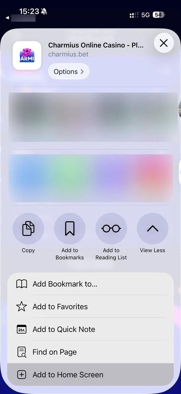 Add Charmius App to Home Screen