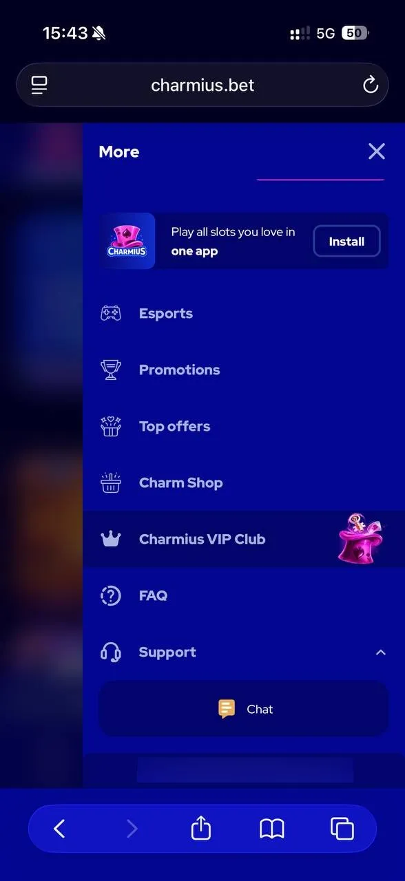 Charmius website on your phone
